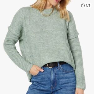 Madewell Cable Havener Pullover Sweater Alpaca Wool Blend Green Womens Large